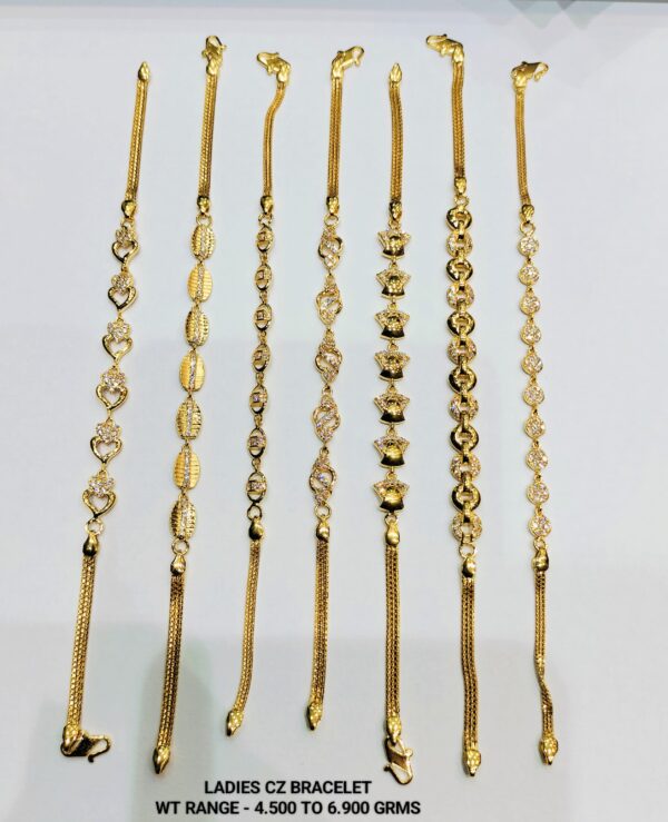 Gold 916 Ladies Stone Bracelet 10