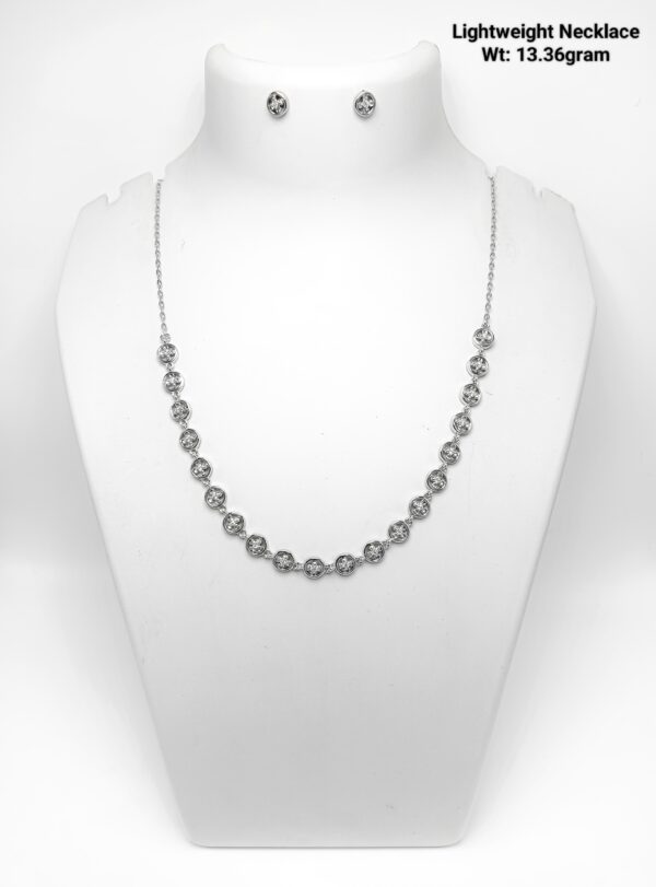 Modern White Metal Halo Jewelry Set with Square and Round Accents
