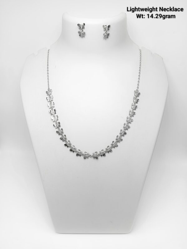 Elegant 92.5 Silver CZ-Accented Necklace with Matching Studs- 14g