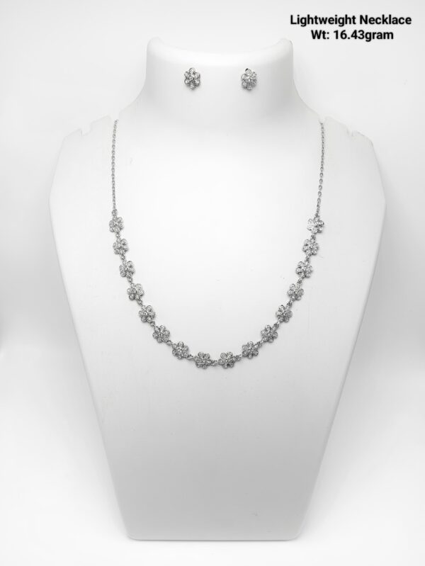 Elegant 92.5 Silver CZ-Accented Necklace with Matching Studs-16g