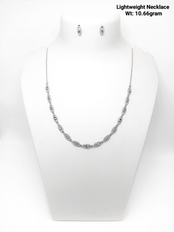 Elegant 92.5 Silver CZ-Accented Necklace Set with Matching Studs- 10g