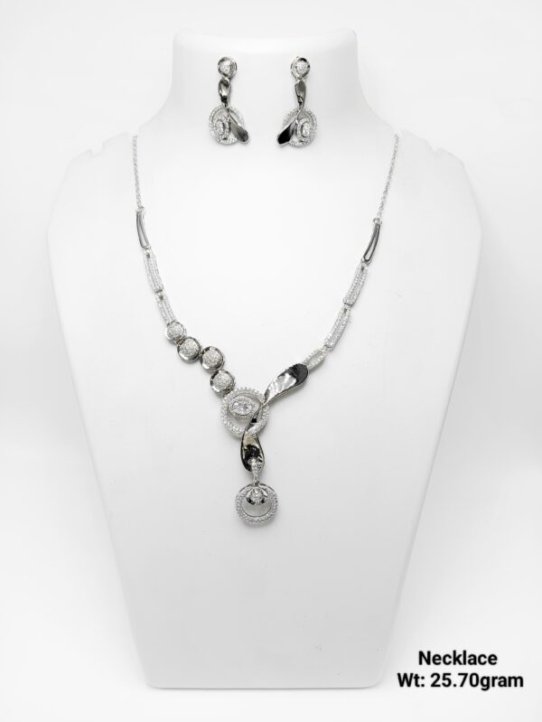 Latest Design 925 Sterling Silver Necklace and Earring Set - 25g