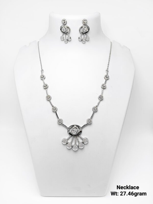 Latest Design 925 Sterling Silver Necklace and Earring Set - 27g