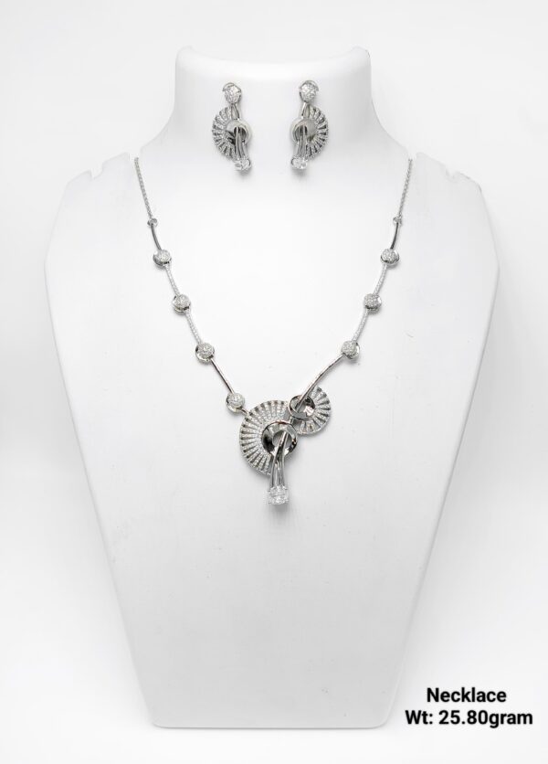 Latest Design 925 Sterling Silver Necklace and Earring Set - 25g