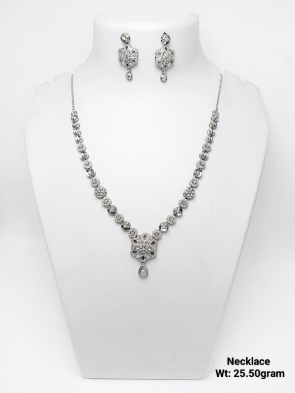 Latest Design 925 Sterling Silver Necklace and Earring Set - 25g
