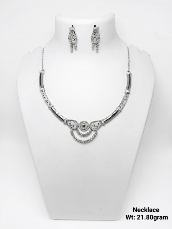 Latest Design 925 Sterling Silver Necklace and Earring Set - 21g