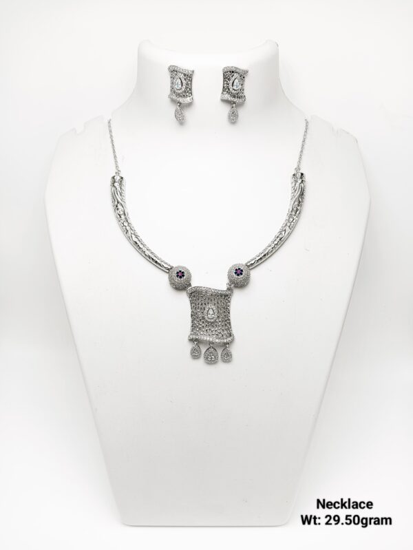 Designer 925 Sterling Silver Necklace and Earring Set - 29g