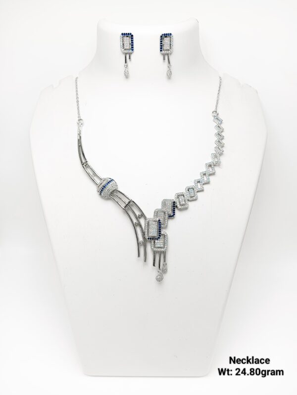 Designer 925 Sterling Silver Necklace and Earring Set - 24g