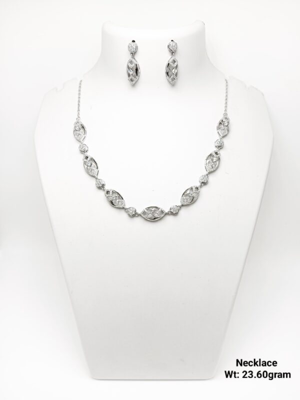 Elegant 92.5 Silver CZ-Accented Necklace with Matching Studs - 23g