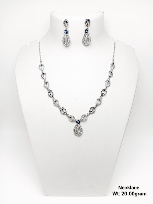 Elegant 92.5 Silver CZ-Accented Necklace with Matching Studs - 20g