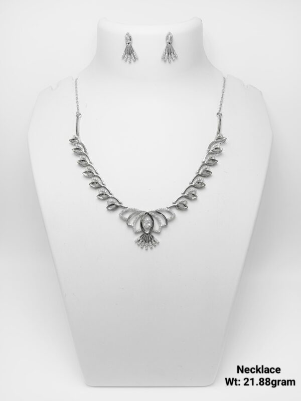 Modern Art Deco Inspired 21.88 Gram 925 Silver Necklace Set