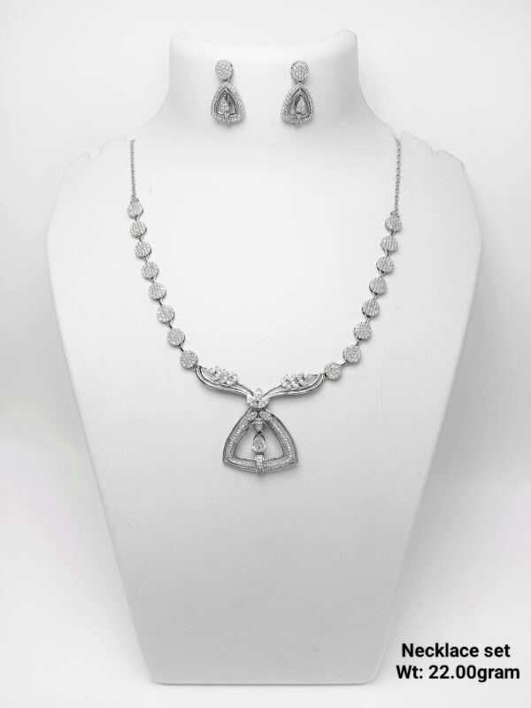 Modern Art Deco Inspired 22 Gram 925 Silver Necklace Set