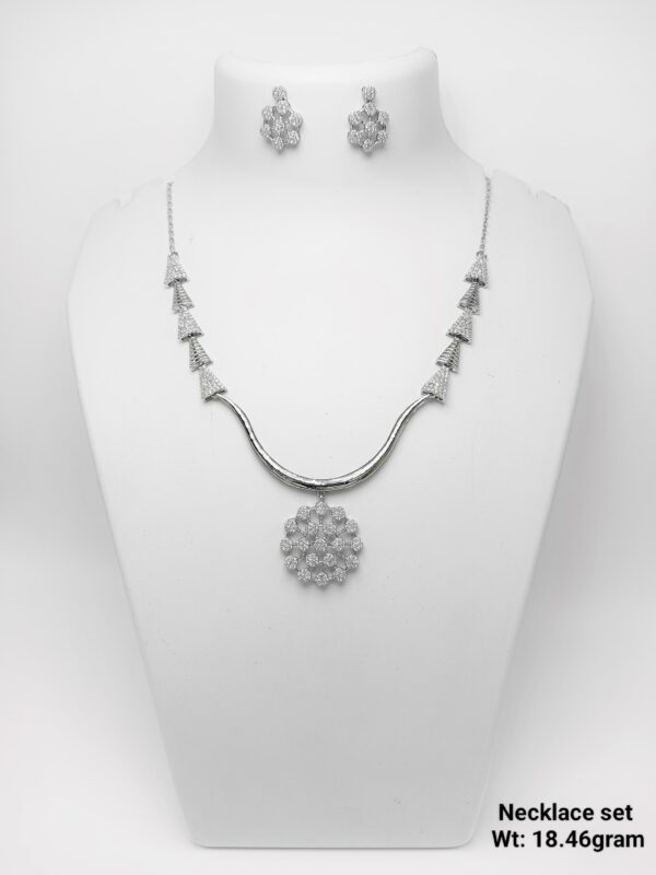 Modern Art Deco Inspired 18.46 Gram 925 Silver Necklace Set