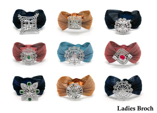 Designer Silver Brooch for Women – Multi-Color Mesh Saree Clip