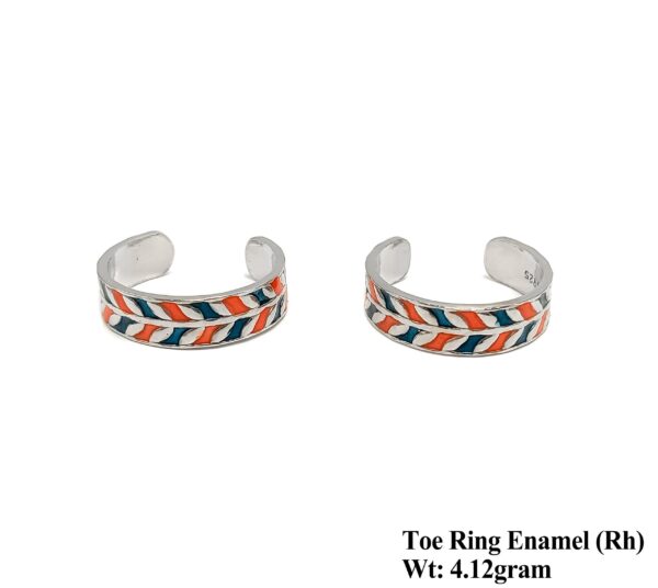 Fancy 925 Silver Enamel Toe Ring for Ladies