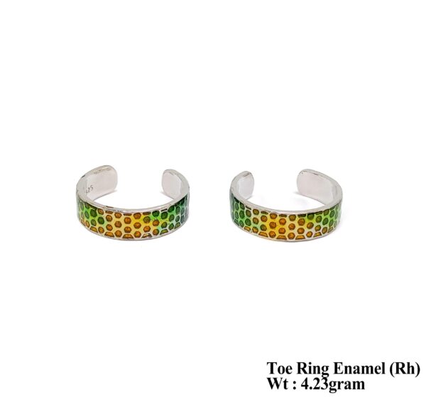 Silver Meenakari Bichiya / Enamel Toe Ring Pair