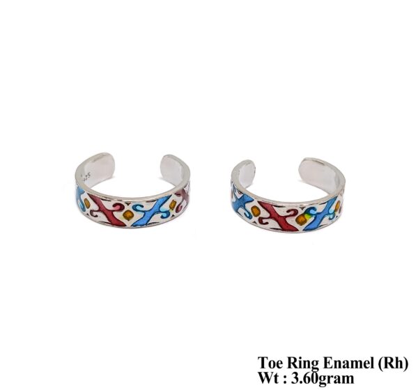 925 Sterling Silver Enamel Toe Ring for Ladies