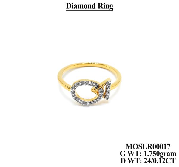 Ladies Diamond Ring in 18KT Yellow Gold 12