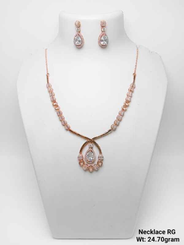 925 Rose Gold Silver Necklace Set 10