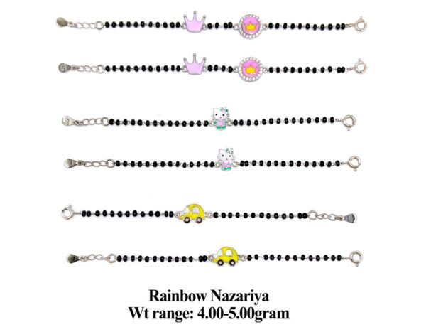 925 Sterling Silver Kids Nazariya with Colorful Enamel Charms 7