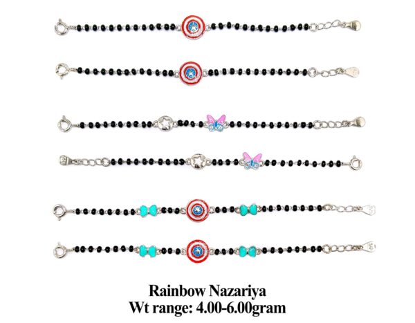 925 Sterling Silver Kids Nazariya with Colorful Enamel Charms 33