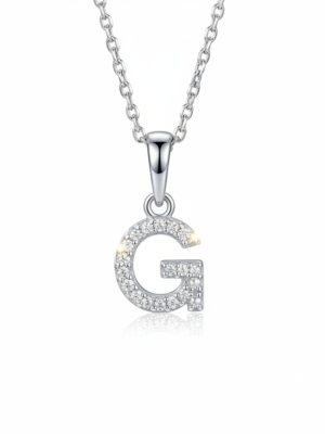 aagiva 925 Silver Initial G Unisex Pendant With Chain