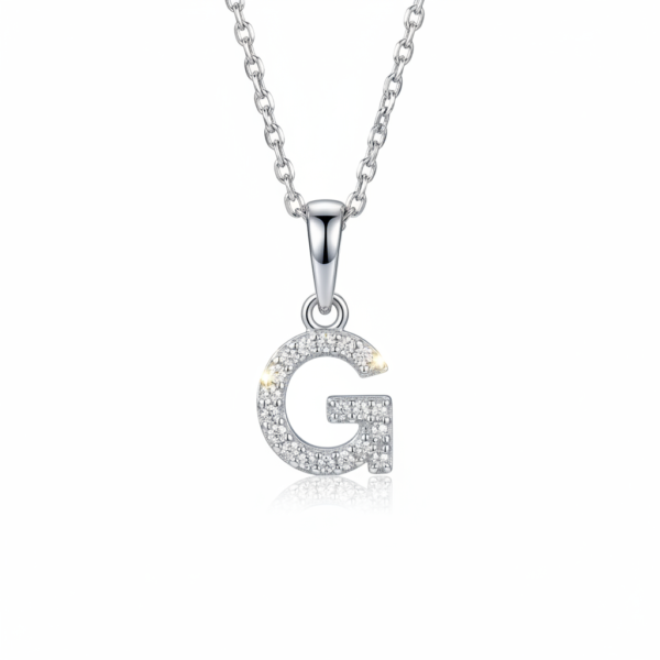 aagiva 925 Silver Initial G Unisex Pendant With Chain