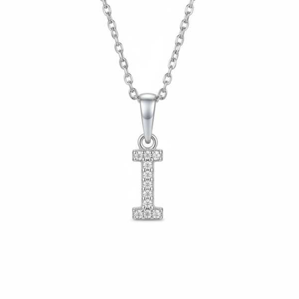 925 Sterling Silver "I" Letter Cz Pendant For Men And Women
