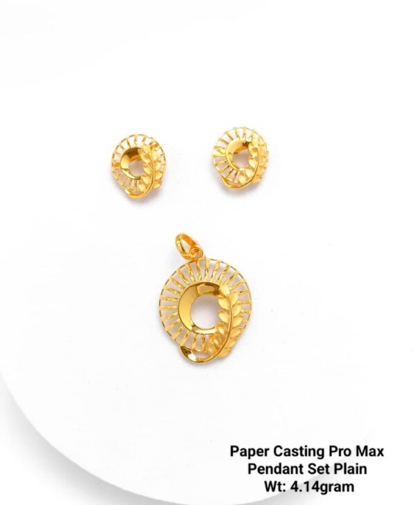 Paper Casting Gold Pendant Set Plain including Earrings 2