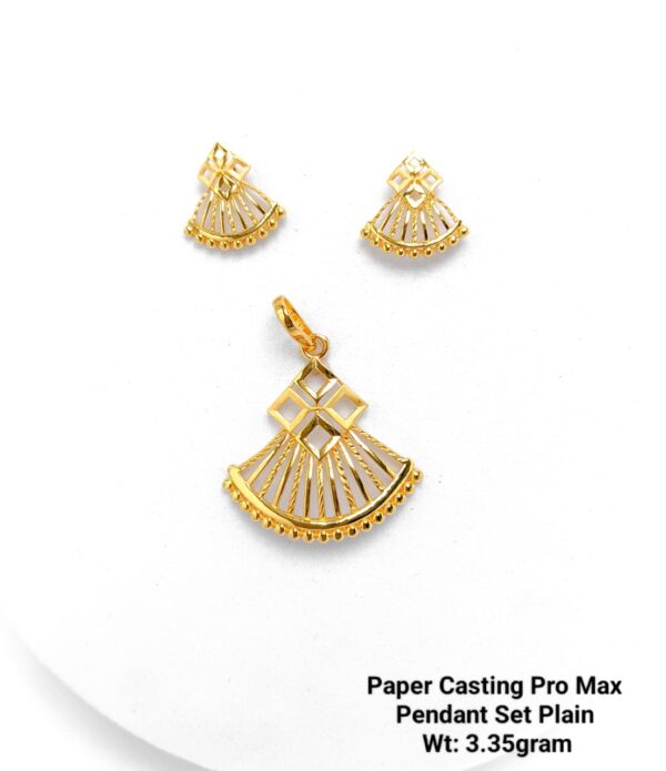 Paper Casting Gold Pendant Set Plain including Earrings 3