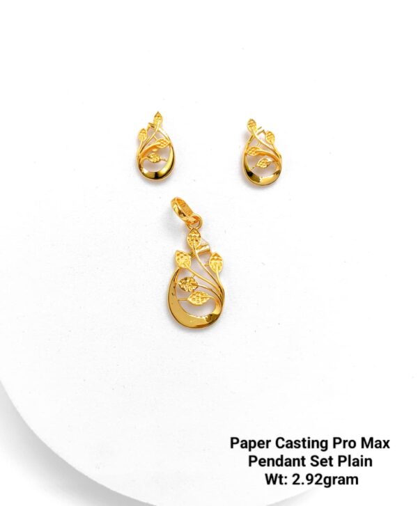 Paper Casting Gold Pendant Set Plain including Earrings 6