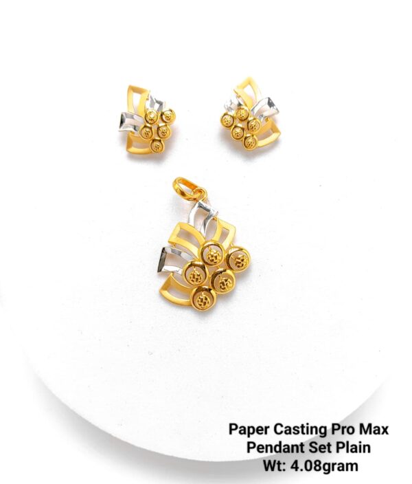 Paper Casting Gold Pendant Set Plain including Earrings 8