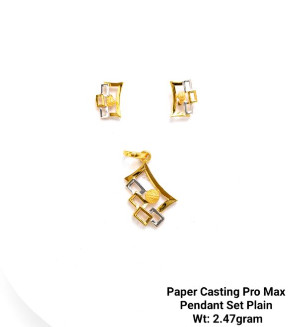 Paper Casting Gold Pendant Set Plain including Earrings 9