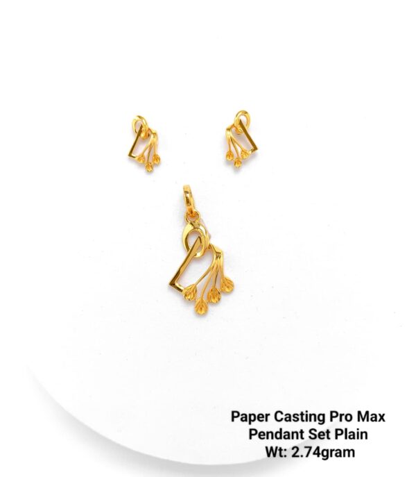 Paper Casting Gold Pendant Set Plain including Earrings 12