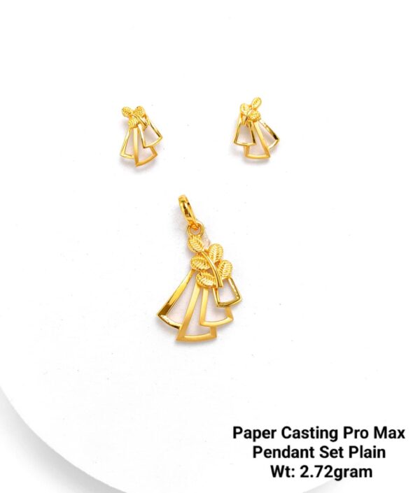 Paper Casting Gold Pendant Set Plain including Earrings 13