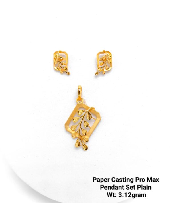 Paper Casting Gold Pendant Set Plain including Earrings 15