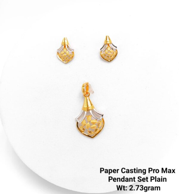 Paper Casting Gold Pendant Set Plain including Earrings 16