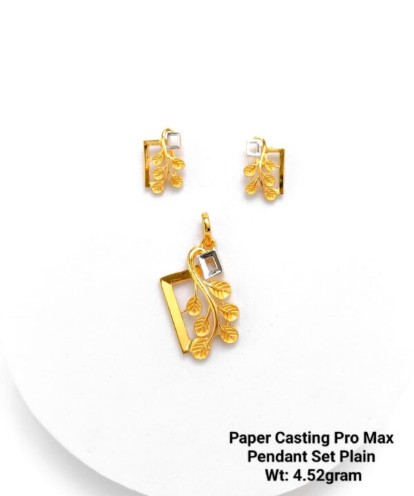 Paper Casting Gold Pendant Set Plain including Earrings 18