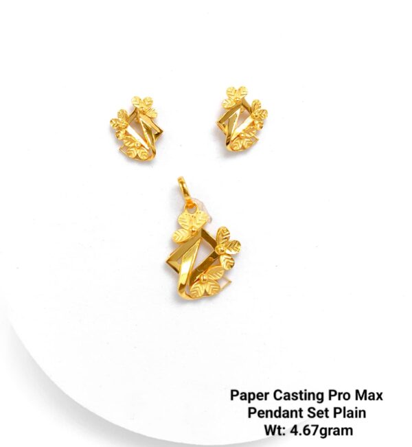 Paper Casting Gold Pendant Set Plain including Earrings 19