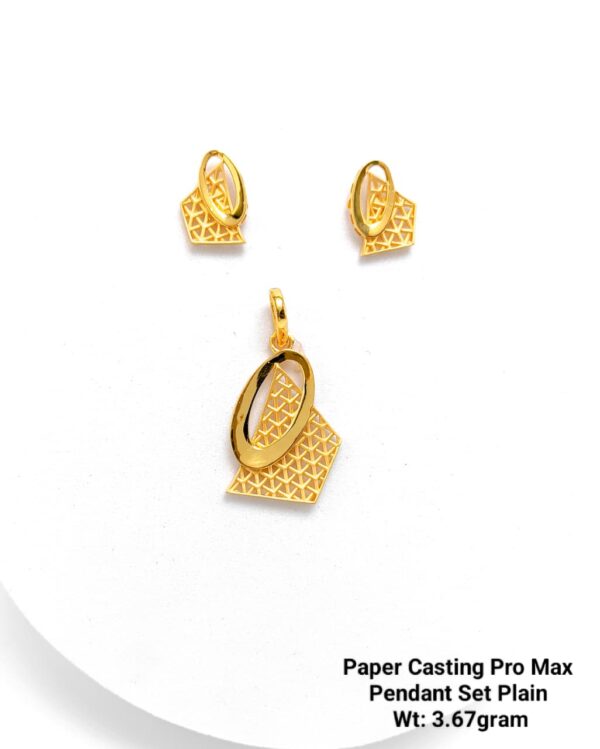 Paper Casting Gold Pendant Set Plain including Earrings 20