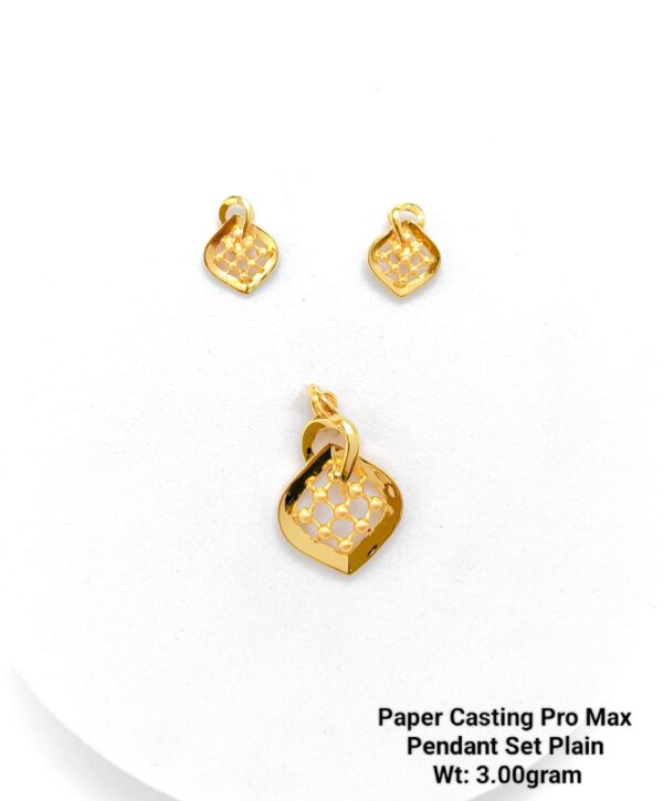Paper Casting Gold Pendant Set Plain including Earrings 21