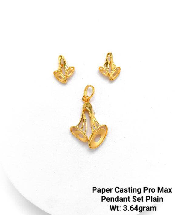 Paper Casting Gold Pendant Set Plain including Earrings 22