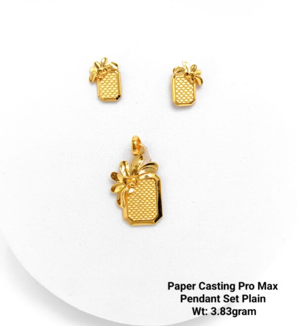 Paper Casting Gold Pendant Set Plain including Earrings 23