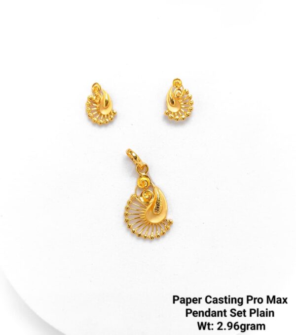 Paper Casting Gold Pendant Set Plain including Earrings 24