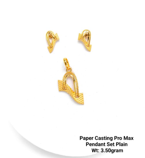 Paper Casting Gold Pendant Set Plain including Earrings 25