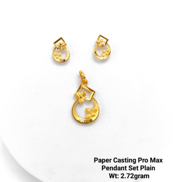 Paper Casting Gold Pendant Set Plain including Earrings 26