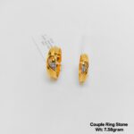 gold solitaire couple ring