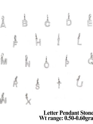 silver letter Pendants stone