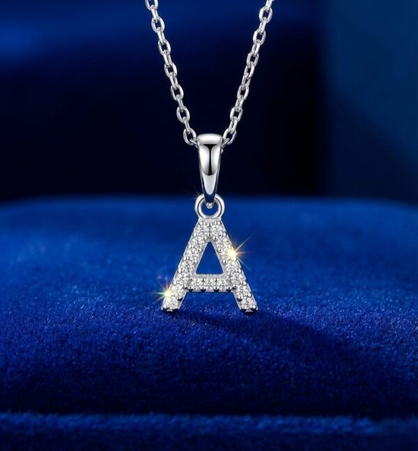 925 Sterling Silver "A" Letter Cz Pendant For Men And Women