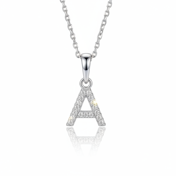925 Sterling Silver "A" Letter Cz Pendant For Men And Women